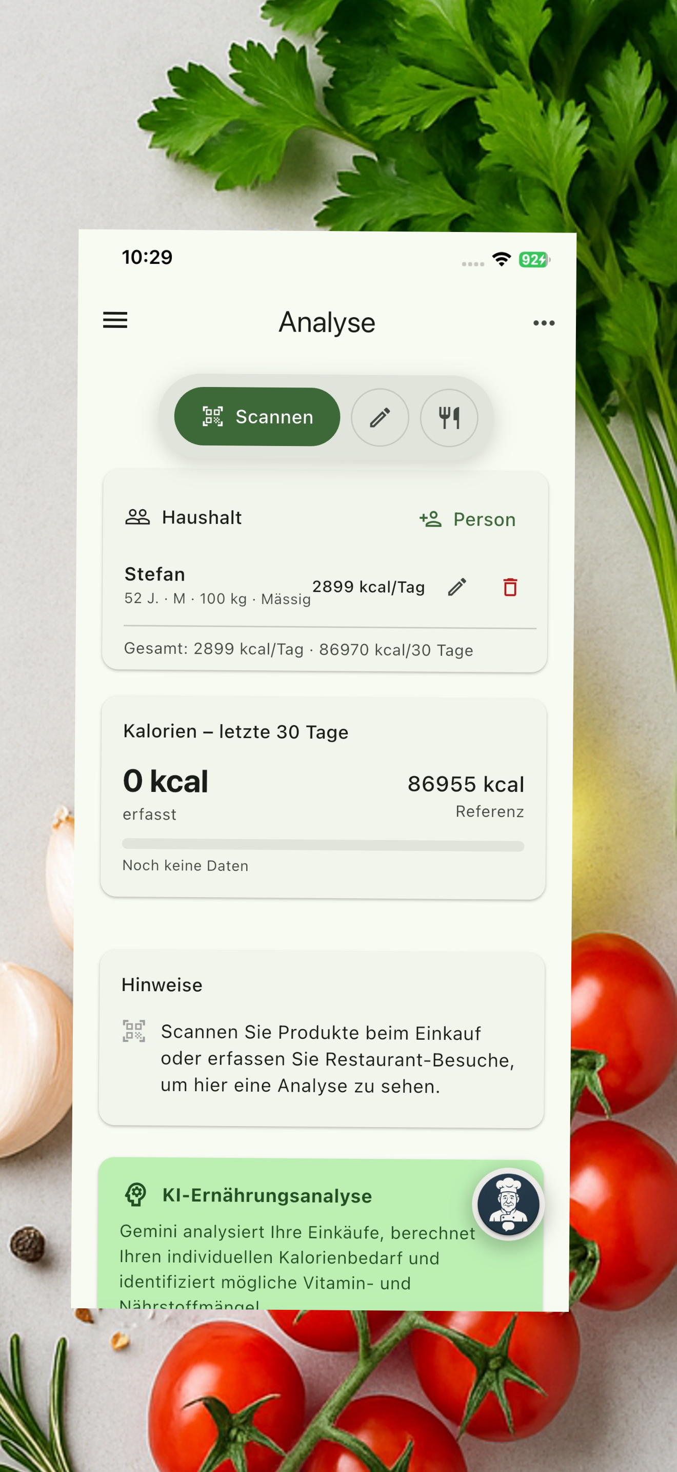 Genuss Planer App: KI-basierte Ernährungsanalyse